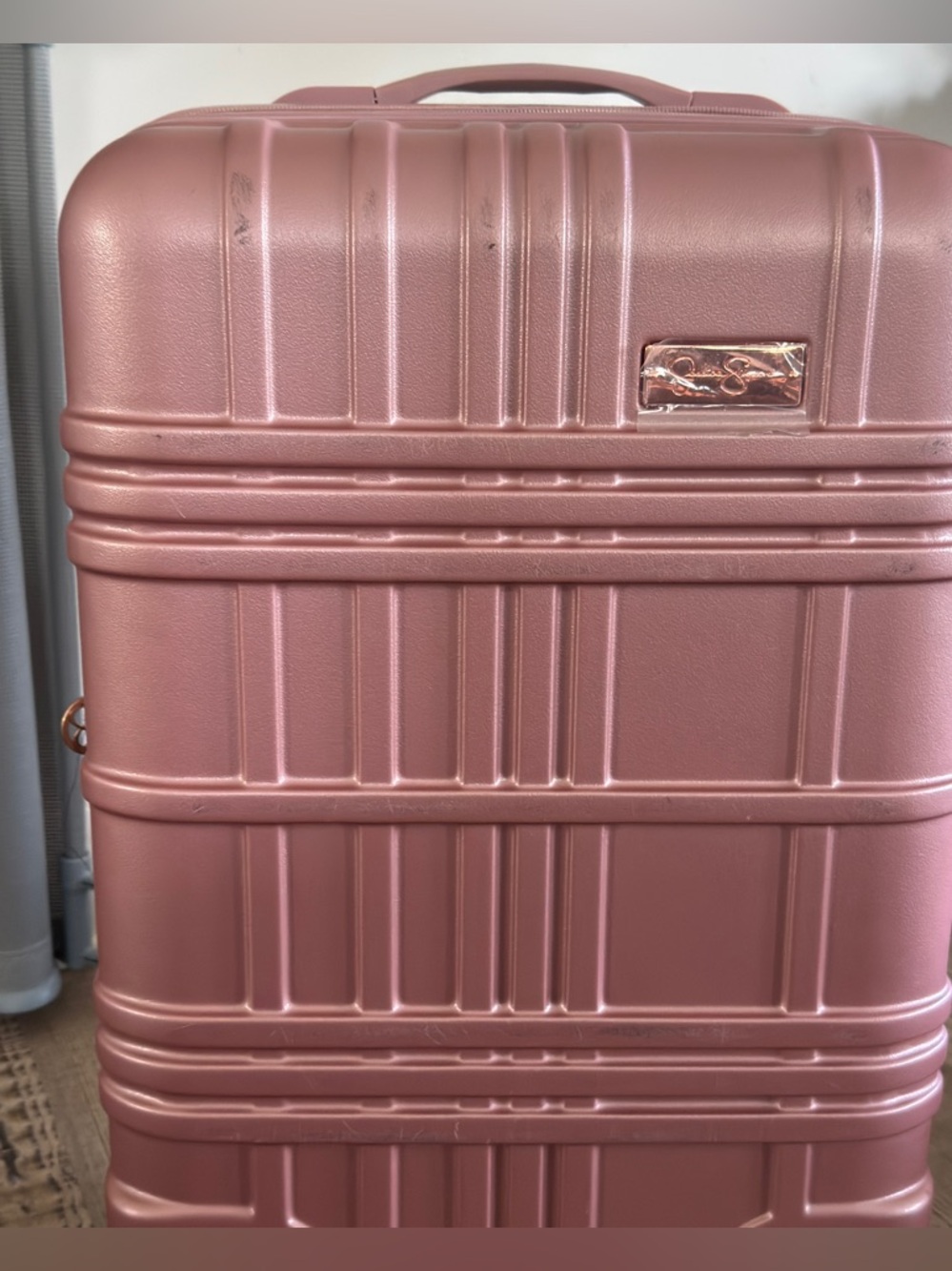 Jessica Simpson Jewel Plaid Hardside set Rose Gold Carry-On Spinner Luggage - Picture 5 of 16